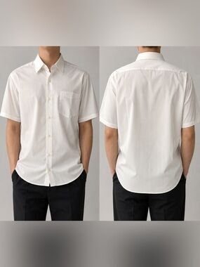 Pierre Balmain White Short-Sleeve Button-Down Shirt